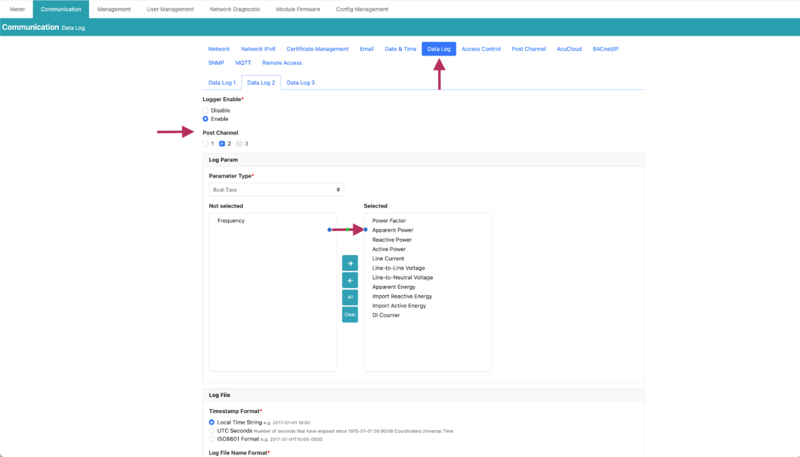 AcuREV 2100 channel configuration in ecolyptus