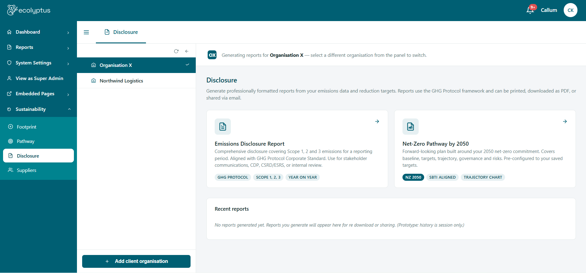 Disclosure report selection