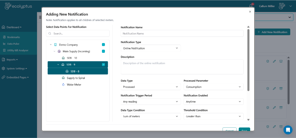 Adding New Notification Modal
