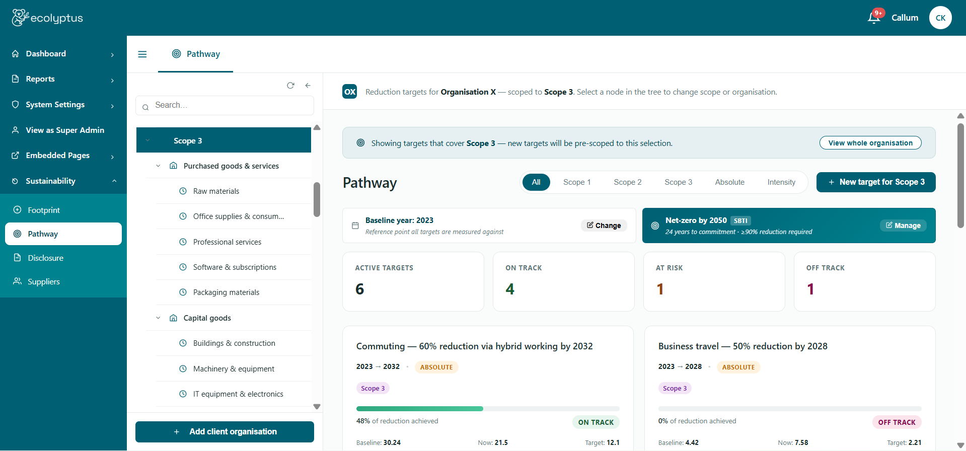 Pathway net zero targets overview